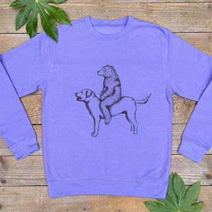 PURPLE JUMPER WITH BEAR AND DOG