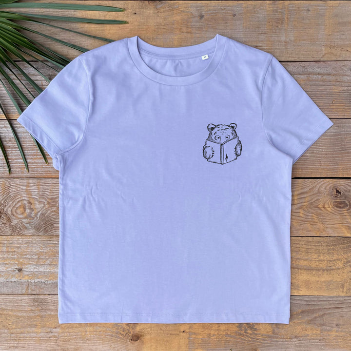 BEAR READING BOOK WOMENS TEE