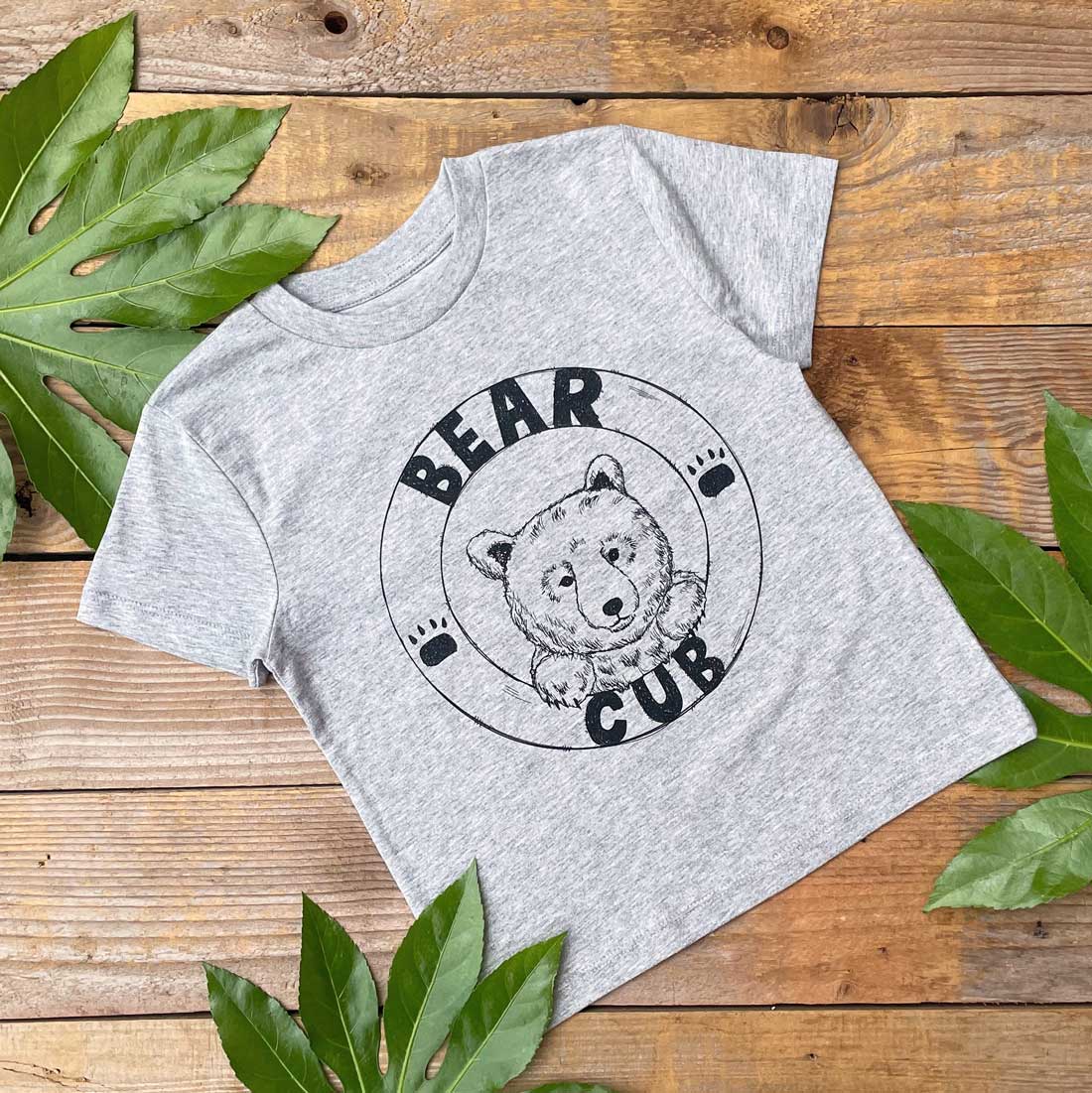 bear cub grey kids tshirt