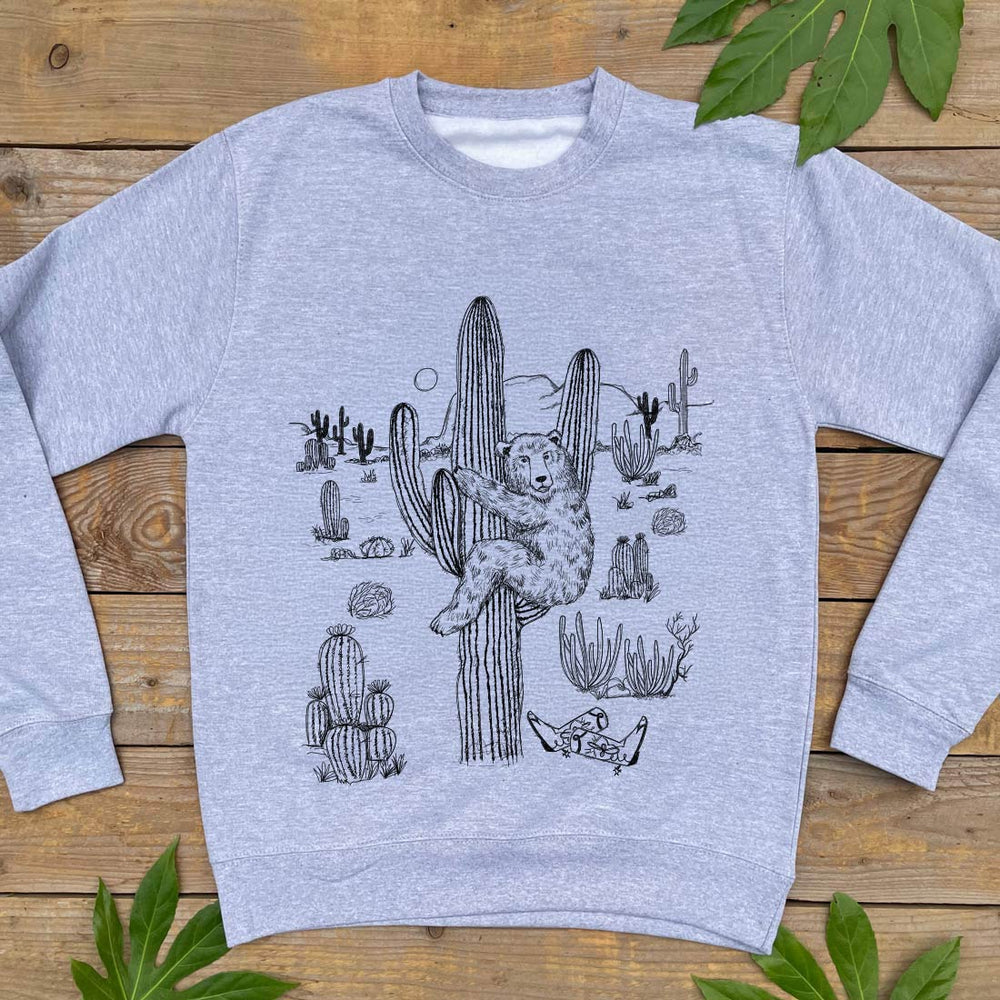 BEAR CLIMBING A CACTUS FUN JUMPER