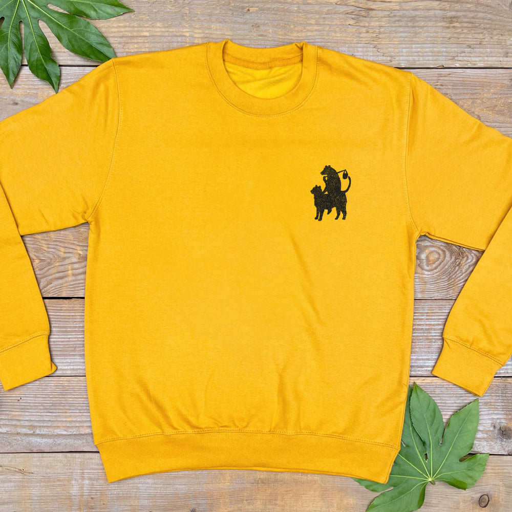 cat and bear mustard jumper
