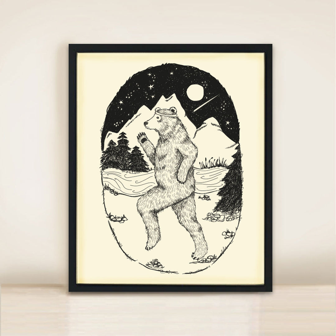 Running Bear Poster Print A3