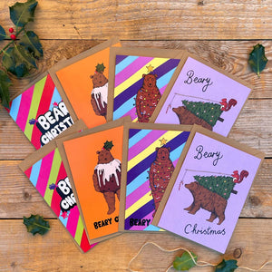 bear themed xmas cards