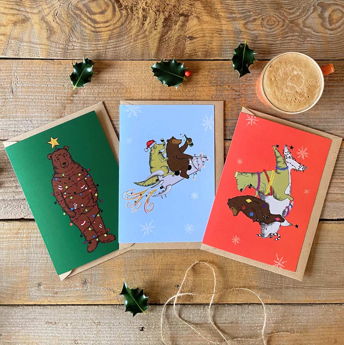 set of 3 christmas cards