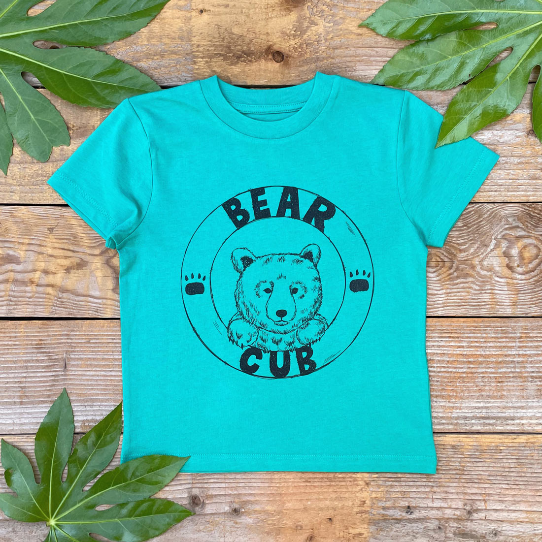 bear cub text with bear kids tee
