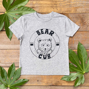 bear cub grey kids tee