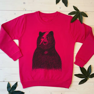 pink bowie bear kids sweater