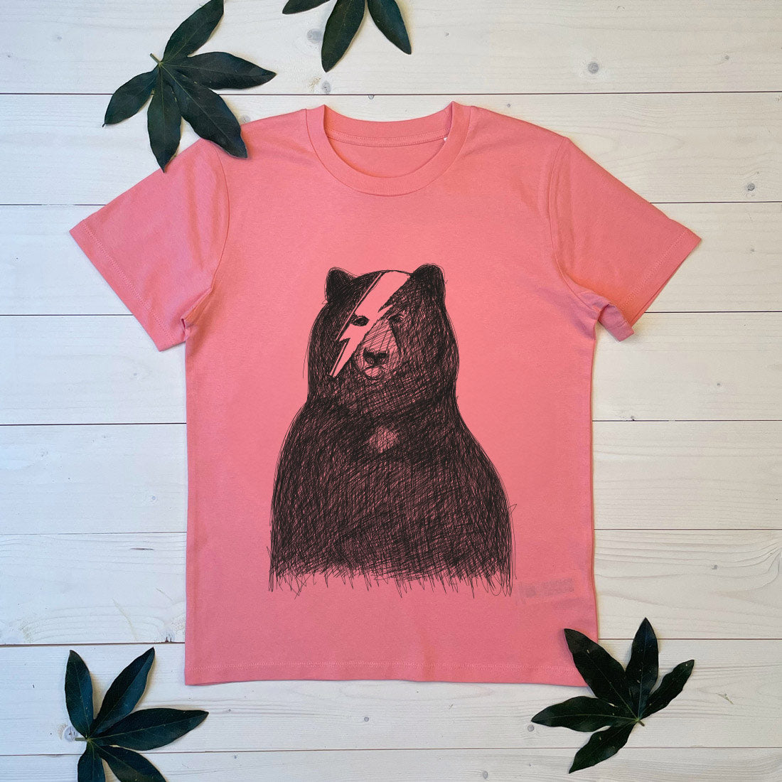 pink bowie bear kids tee