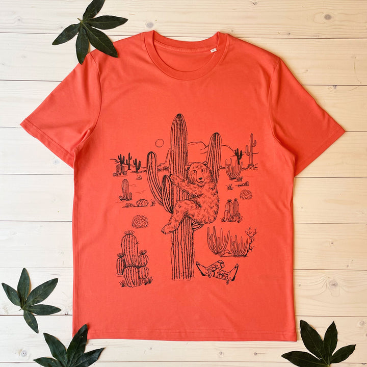 bear and cactus mens tshirt