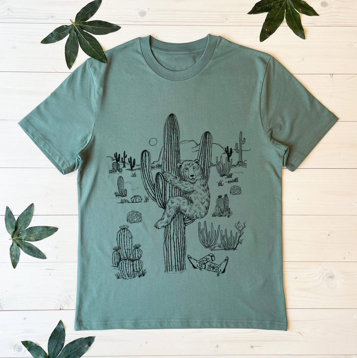 bear and cactus mens tee