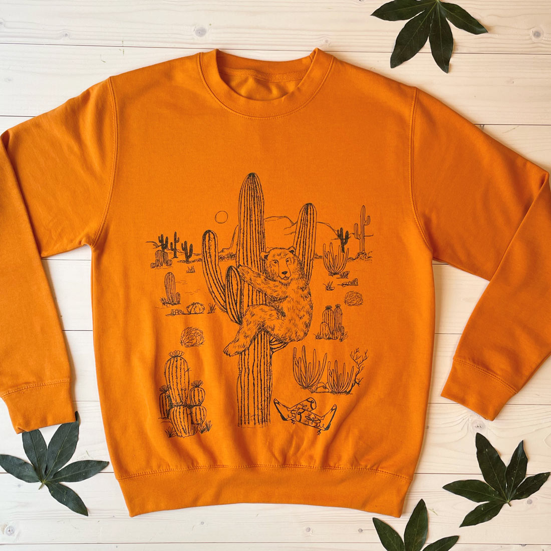 bear and cactus bright jumper