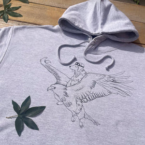 bear flying on eagle grey hoodie