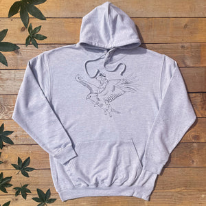 bear flying on an eagle grey hoodie