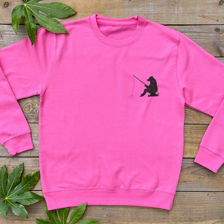 bear fishing pink jumper