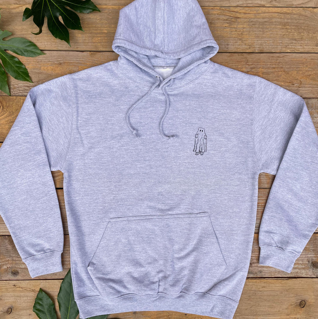 grey hoodie with ghost bear