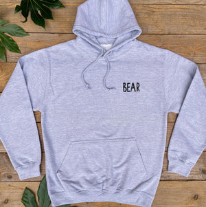 grey hoodie bear text print