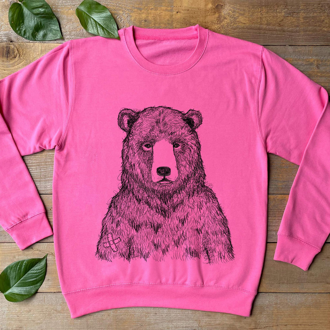 grizzly bear pink jumper