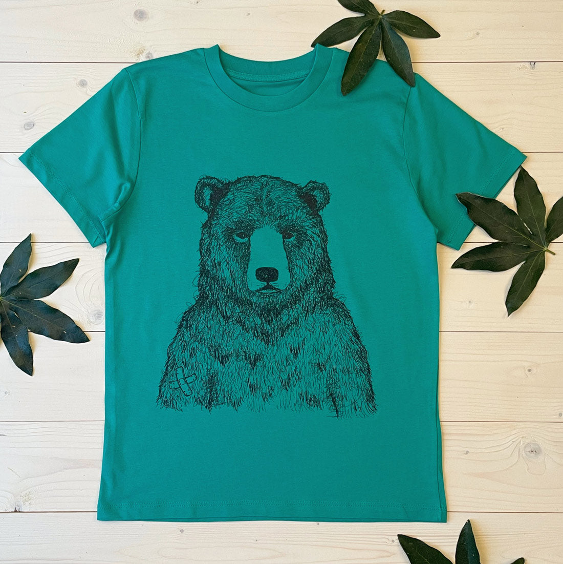 kids bear green tee