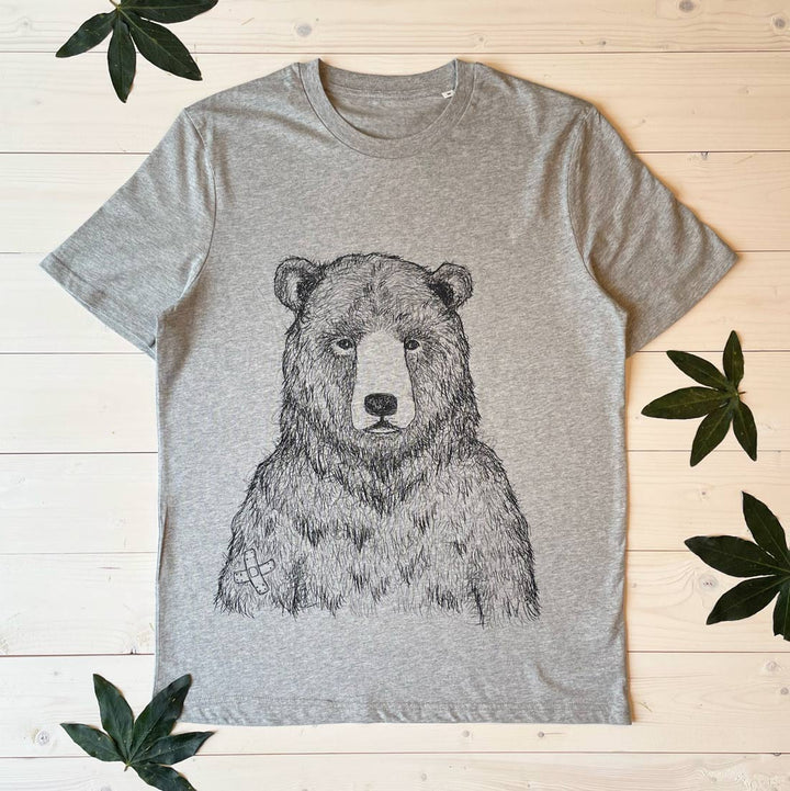 Grizzly Bear Adult Grey T-Shirt