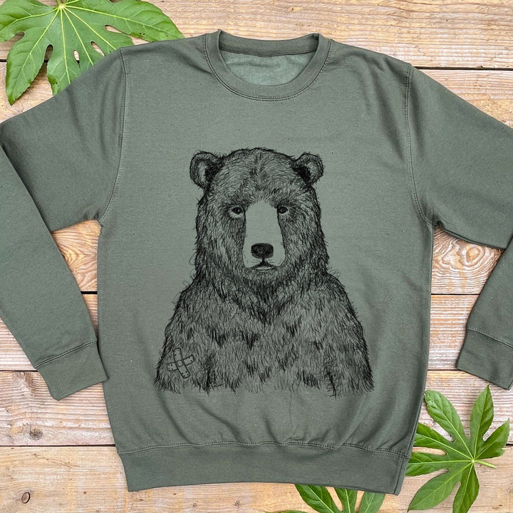 drawn grizzly. bear mens jumper