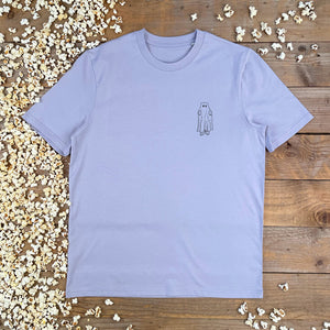 lilac tshirt with ghost bear design