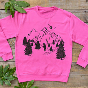 bear in the mountains pink sweater