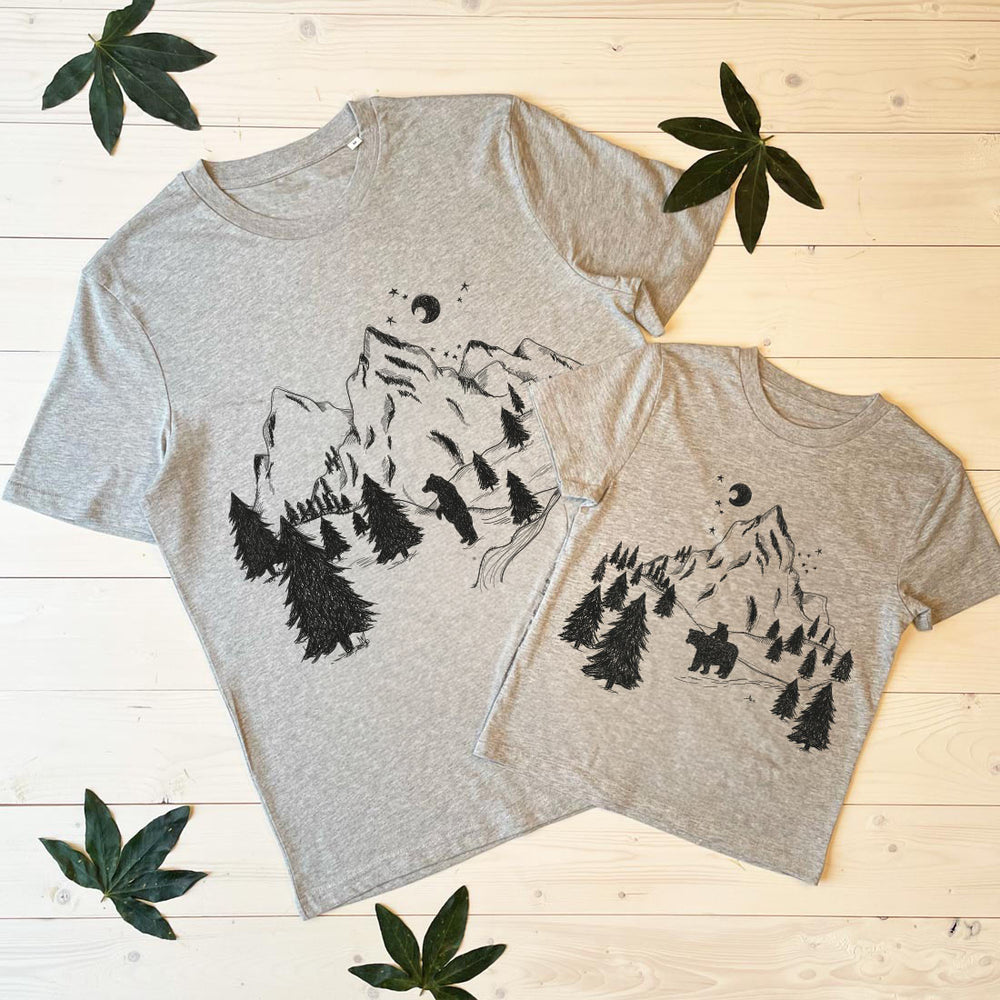  mountain scene t-shirt set grey