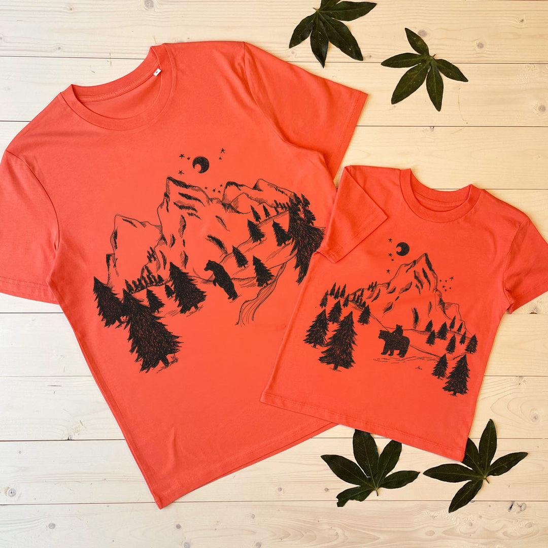 mountain scene t-shirt set Habanero