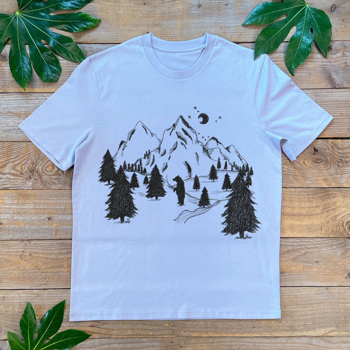 mountain and bear lilac tee