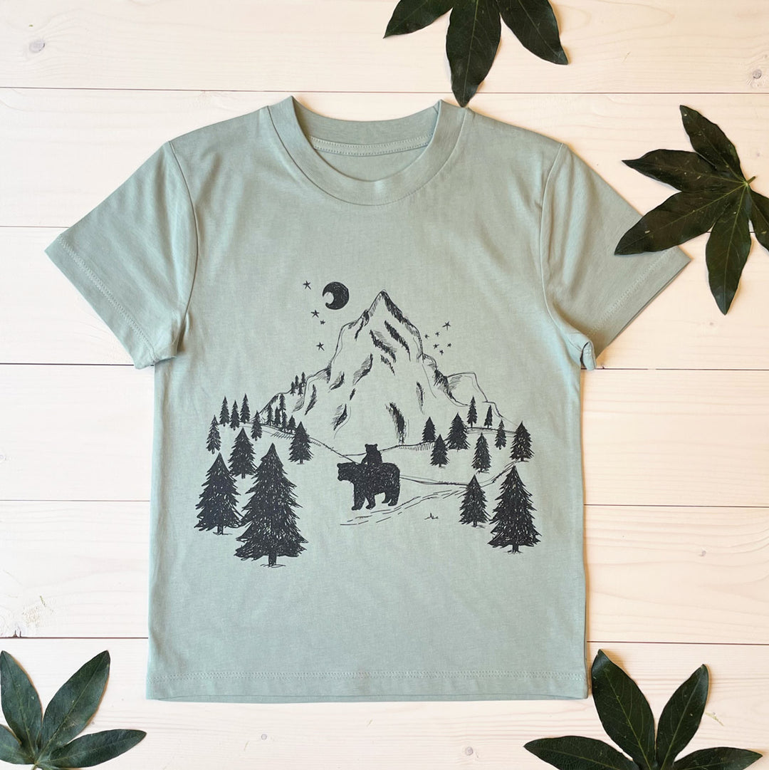 mountain scene kid's t-shirt mint