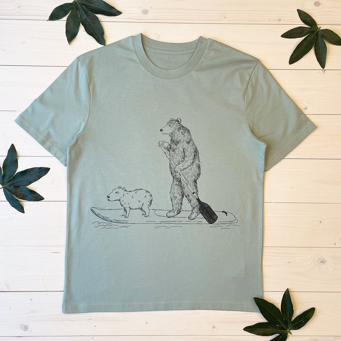 bear and capybara kids tee