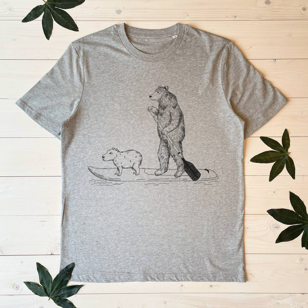 bear ona paddle board tshirt