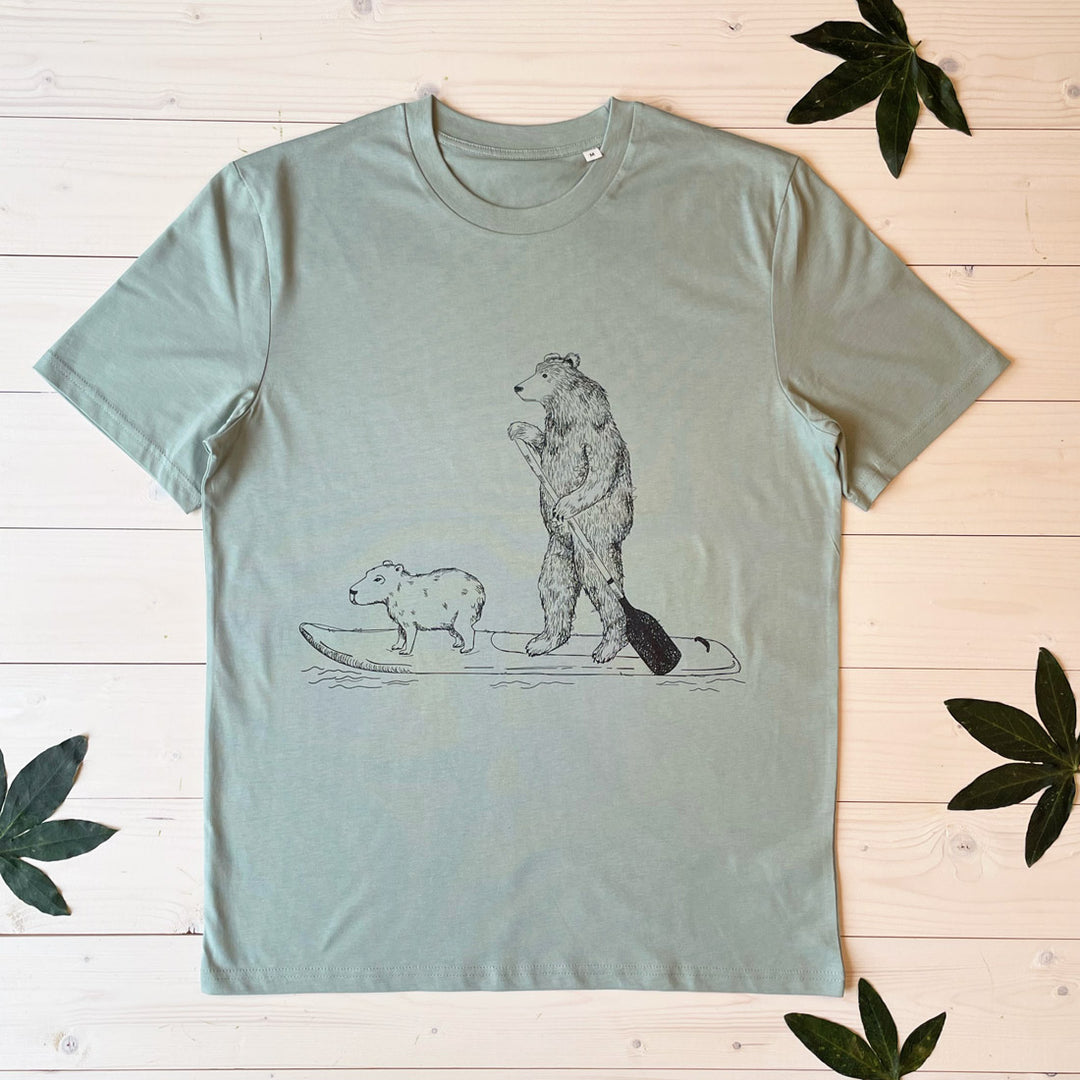 bear and paddle board tshirt