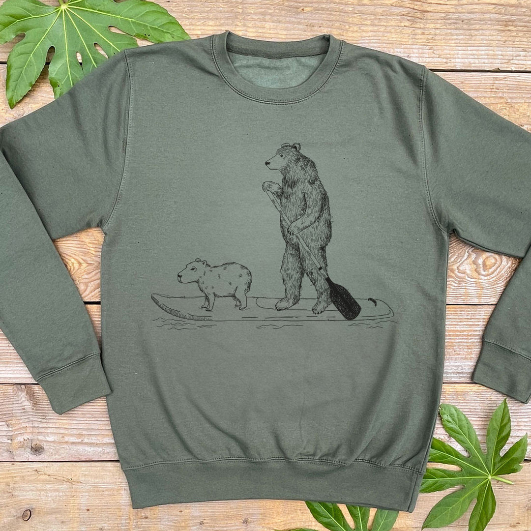 bear on a paddle board jumper