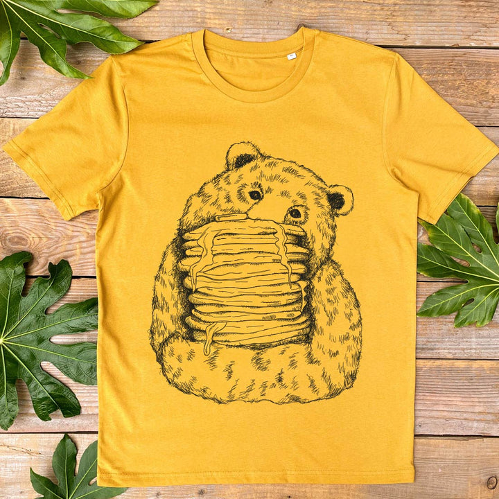 bear and pancakes mustard tee