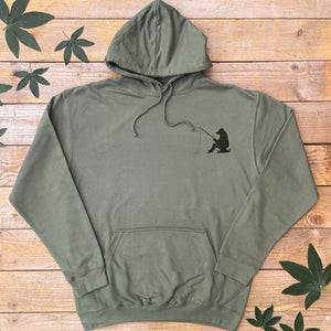 bear fishing khaki hoodie