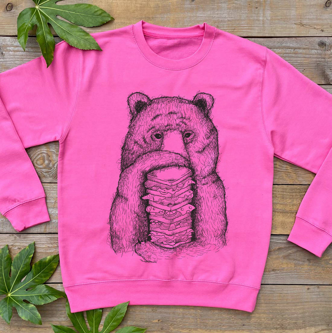 bear and sandwich pink jumper