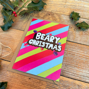 'Beary Christmas' Candy stripe Card