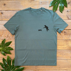 bear walking a dog poclet print tshirt