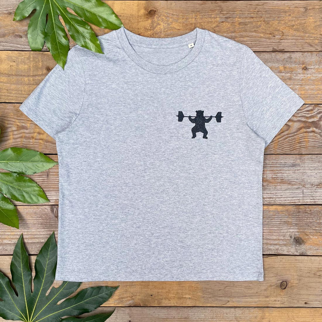 weight lifting bear womens tee