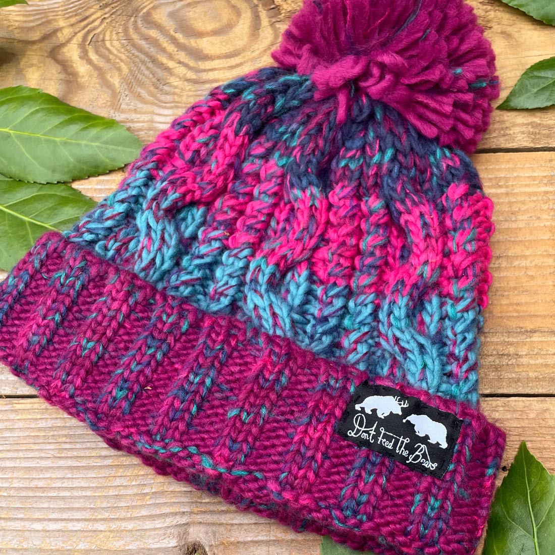 Kids Embroidered Ski Pom Pom Hat