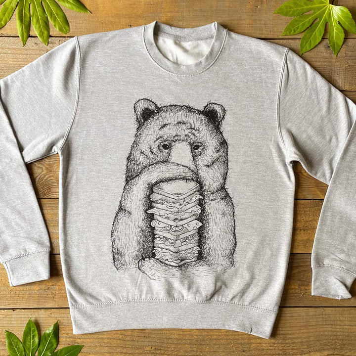 bear eating sandwich jumper